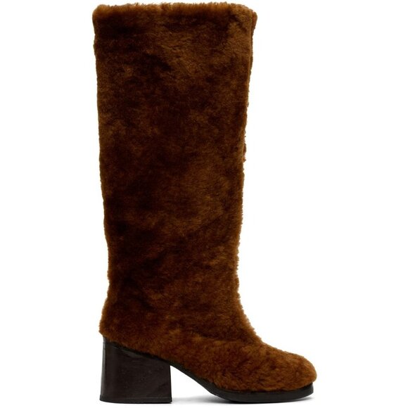 TACH Brown Sherpa Boots Size 38 US 8 Brown Womens SSENSE Exclusive - Picture 1 of 16